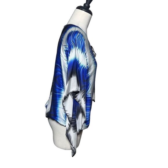 Alberto Makali Silk Geometric Print Peasant Blouse Size Medium - Picture 4 of 6